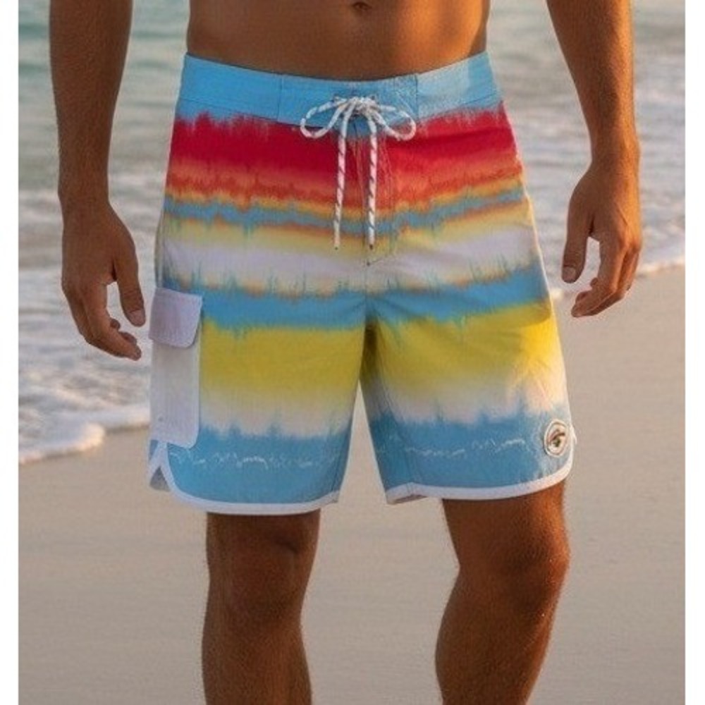 Spicy Tuna Swim Trunks Board Shorts Mens S Beach Summer Tie Dye Stretch Colorful